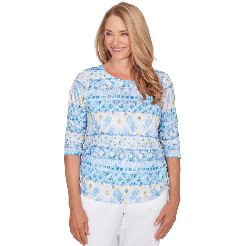 アルフレッド ダナー レディース トップス ティーシャツ ギャザー Women\u0027s Alfredunner Ikat Biadere Tie Ruched Top Cornflower