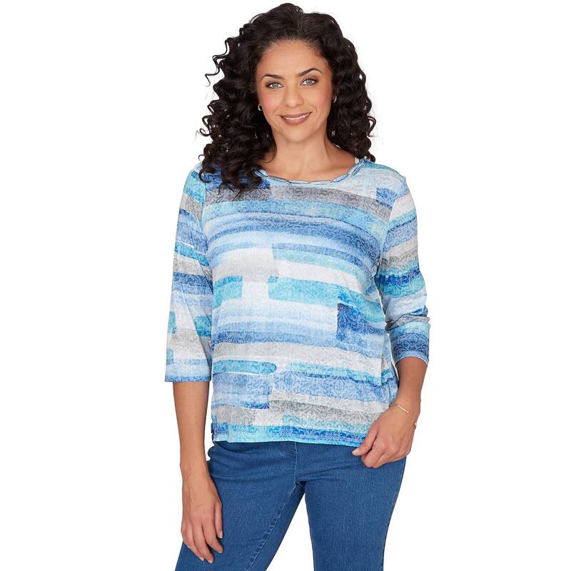 アルフレッド ダナー レディース トップス ティーシャツ Women\u0027s Alfredunner Brushstrokembellished Neck Top Blue 青碧