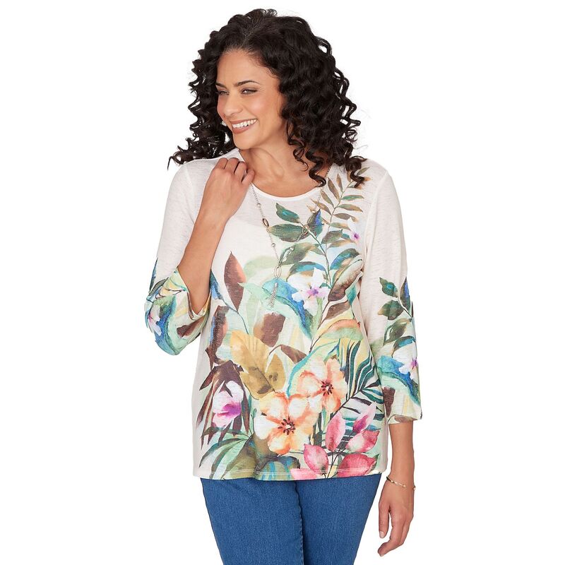 アルフレッド ダナー レディース トップス ティーシャツ 刷り上げる スピード競技 Women\u0027s Alfredunner Tropical Printop with Necklace Neutral Multi マルチ色つや