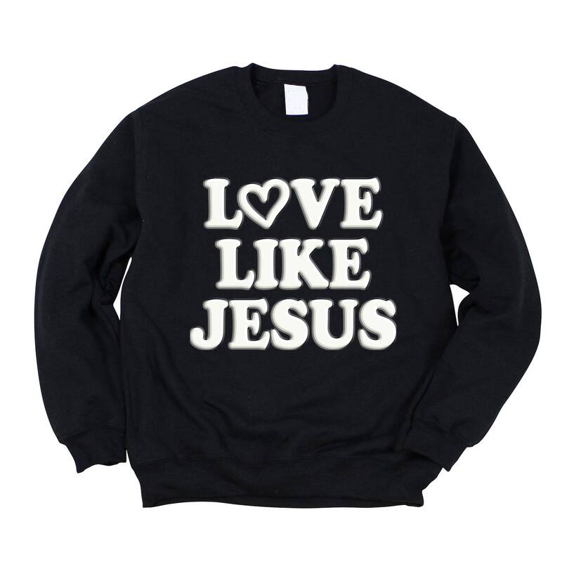 Simply Sage Market レディース トップス プルオーバー 汗水 グラフィック Simply Sage Market Love Like Jesus Heart Bold Puff - Women\u0027s Graphic Sweatshirt Midnight