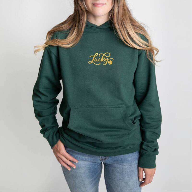 Simply Sage Market レディース トップス ティーシャツ パーカー グラフィック Simply Sage Market Cursive Lucky Clover Glitter - Women\u0027s Graphic Hoodie Forest フォレスト