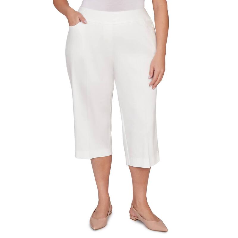 アルフレッド ダナー レディース ボトムス カジュアルパンツ プラスサイズ キャップ Plusize Alfredunner Smooth Waist Easy Pull-On Capri Pants White ホワイト｜ReVida 店