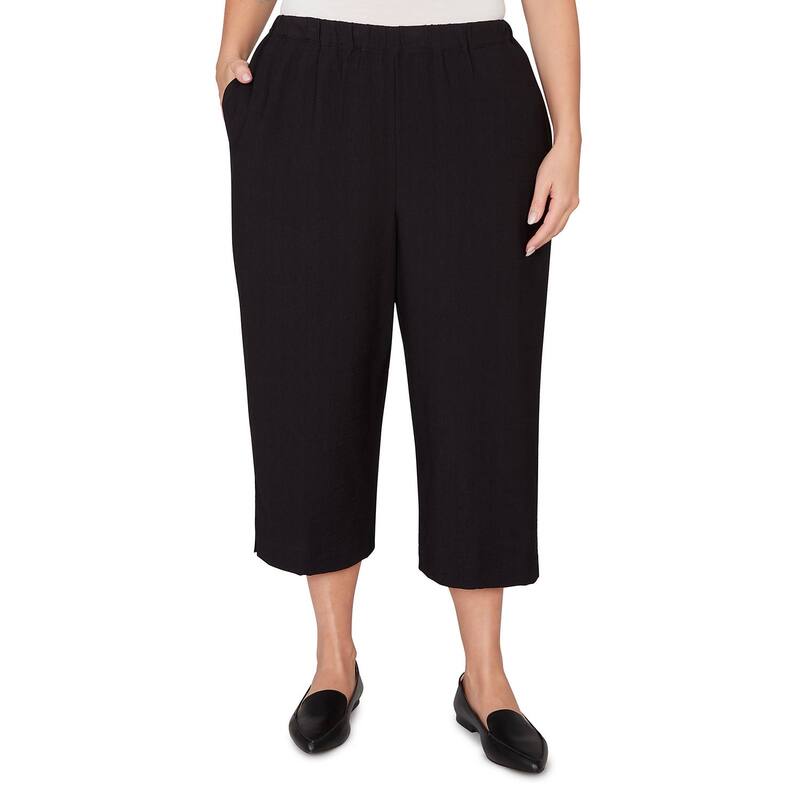アルフレッド ダナー レディース ボトムス 心地好いズボン下 つけ加える大きさ 旗がしら Plusize Alfredunnerelaxed Pull-On Capri Pants Black 黒いこと