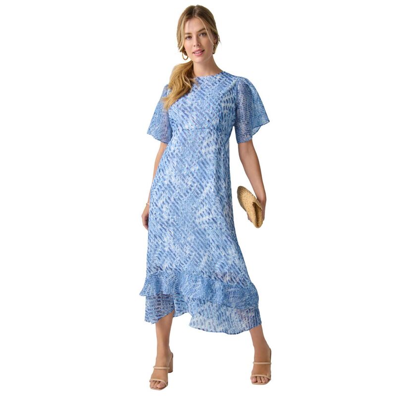 ジェシカ英国の首都 レディース トップス 衣裳 ジョーゼット 足し加える大いさ マキシ Jessica London Women\u0027s Plusize Double Flounce Georgette Maxi Dress Blue Dreamy Abstract 青碧