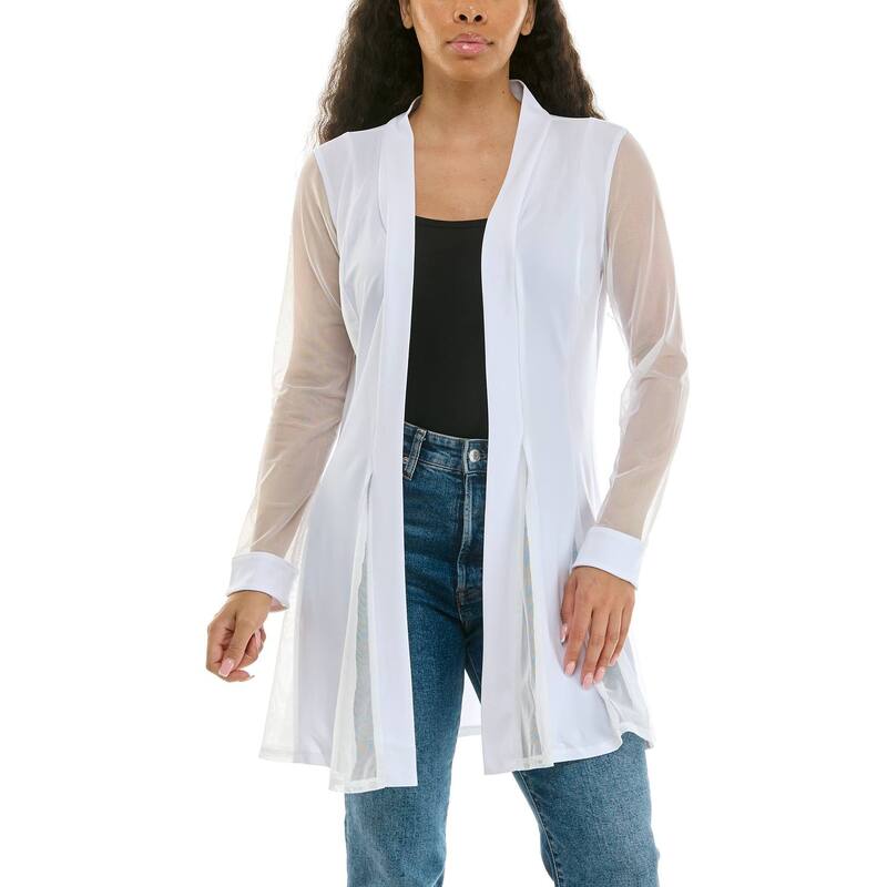 ニナレオナルド レディース アウター ニット・セーター メッシュ カーディガン Women's Nina Leonard Long Sleeve Mesh Sleeve Cardigan Ivory アイボリー｜ReVida 店