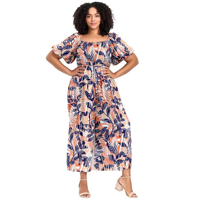 アベニュー レディース トップス ワンピース プラスサイズ プリント ジャンプスーツ Avenue Women's Plusize Annabelle Print Jumpsuit Sunsetropical|ReVida 店