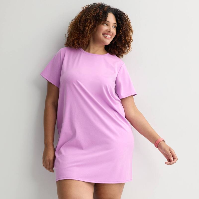 Tek Gear レディース トップス 衣装 つけ加える大きさ プルオーバー Plusize Tek Gear Essential Soft-Shirt Dress Orchid Texture