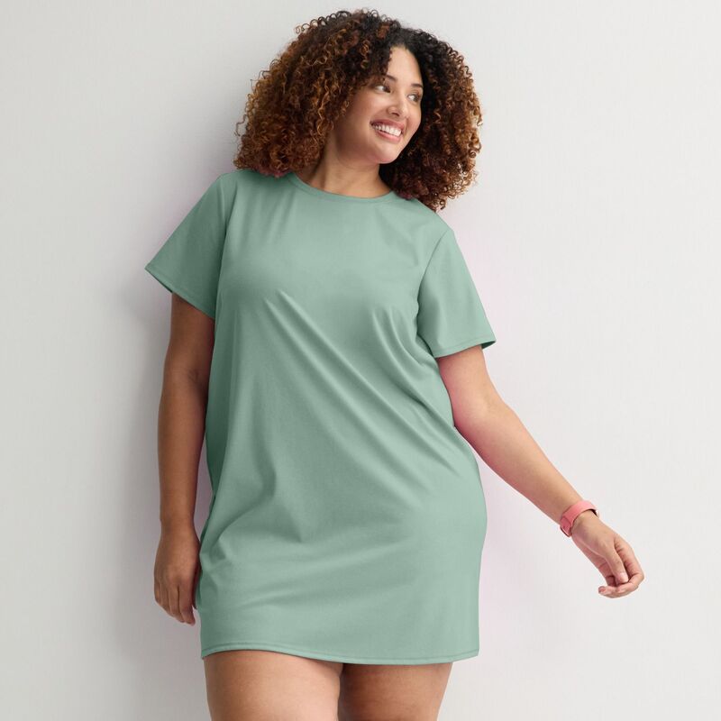 Tek Gear レディース トップス 衣装 つけ加える大きさ プルオーバー Plusize Tek Gear Essential Soft-Shirt Dress Waterstone Texture