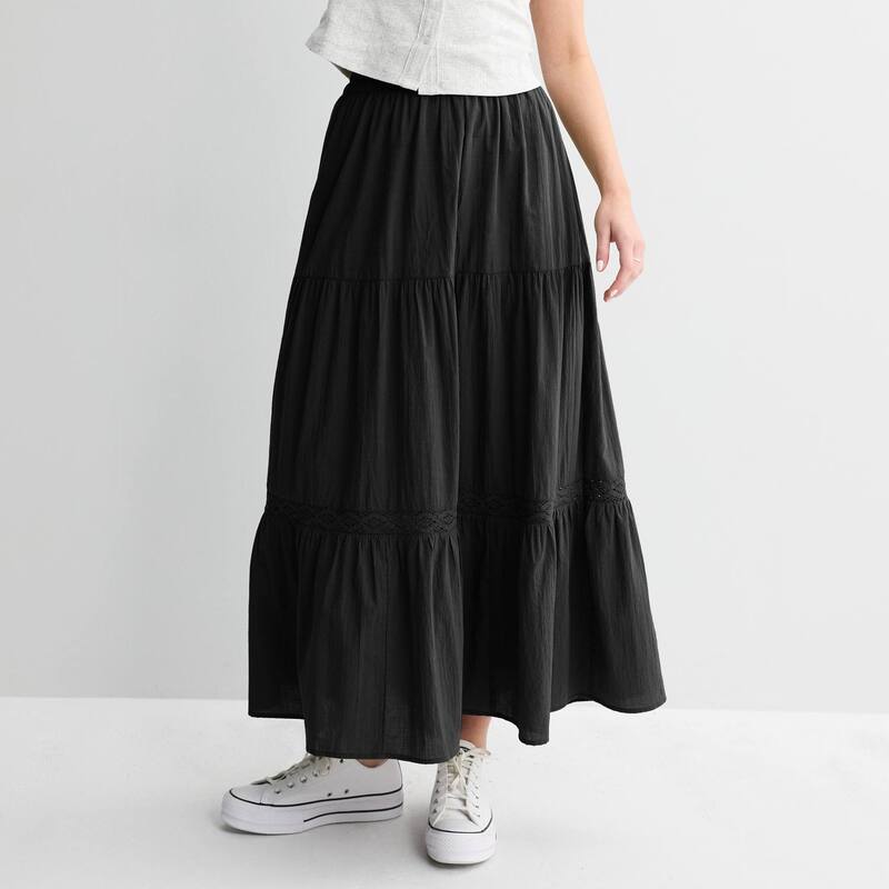エスオー レディース 下つ方スコート マキシ Juniors\u0027 SO Crochet Maxi Skirt Black Luxe 黒いこと
