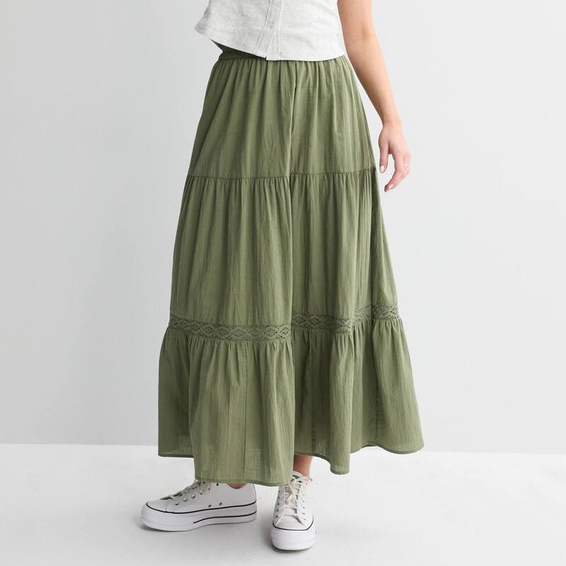 エスオー レディース 下つ方スコート マキシ Juniors\u0027 SO Crochet Maxi Skirt Drew Green 緑であること