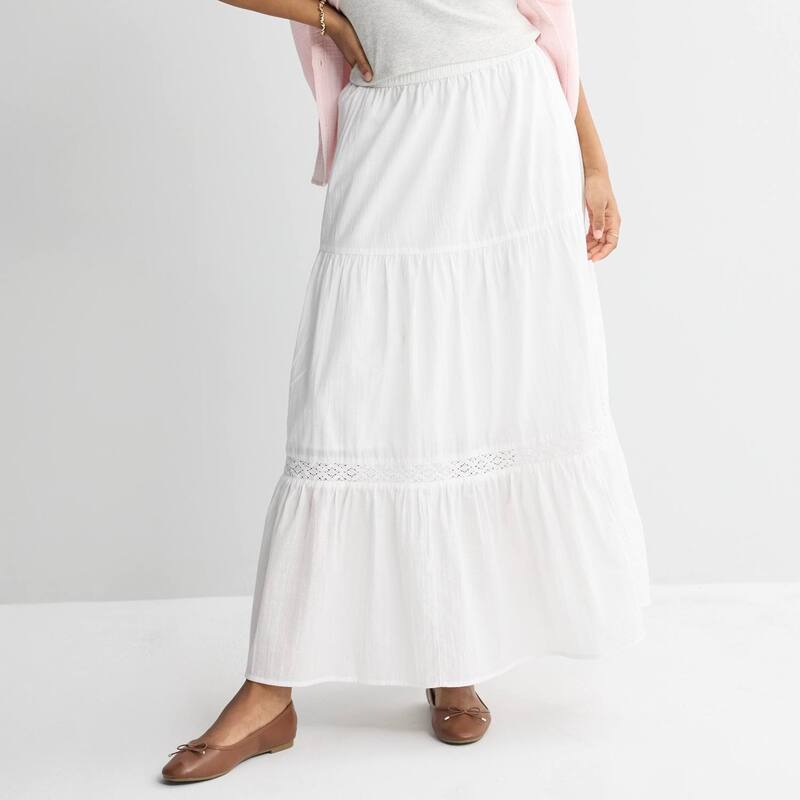 エスオー レディース 下つ方スコート マキシ Juniors\u0027 SO Crochet Maxi Skirt Modern White 白いこと