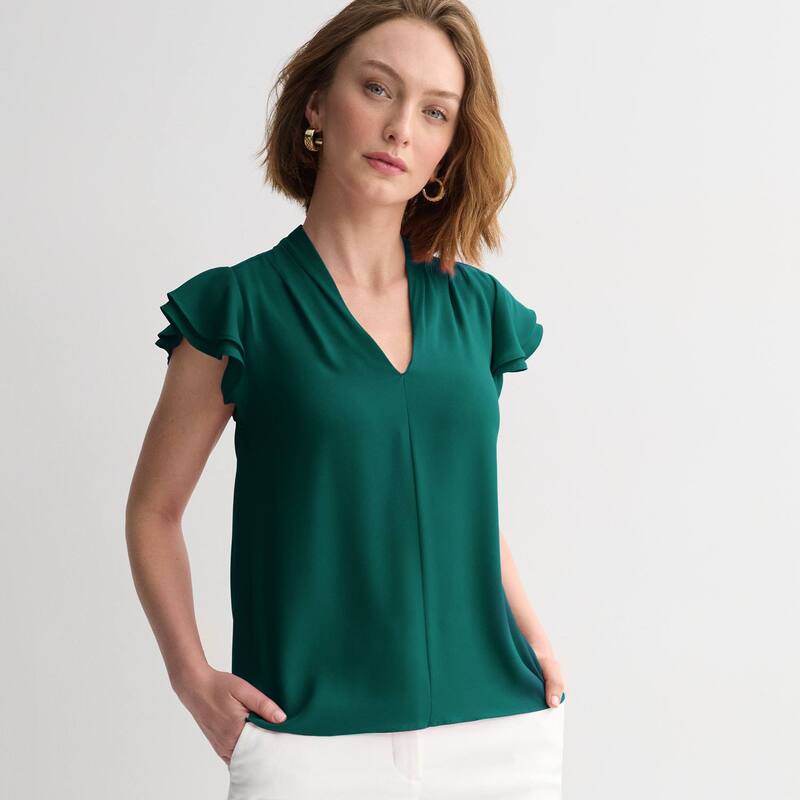 ナインウェスト レディース トップス プルオーバー トップ Women\u0027s Nine West Flutter Sleeve Blouse Shady Moss