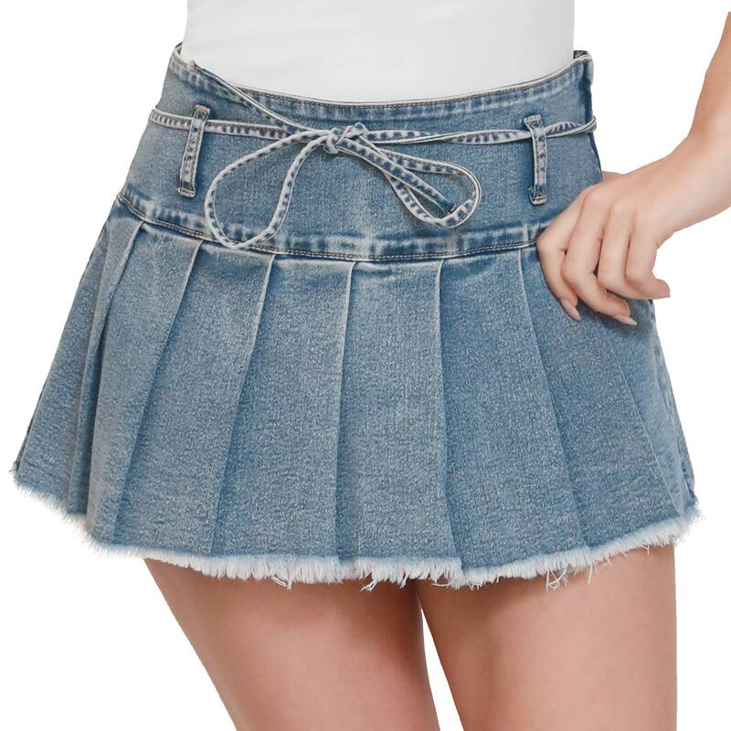 マッデンガール レディース 下つ方スコート 筋目 Juniors\u0027 madden girl Pleated Skort with Frayed Hemedium Wash