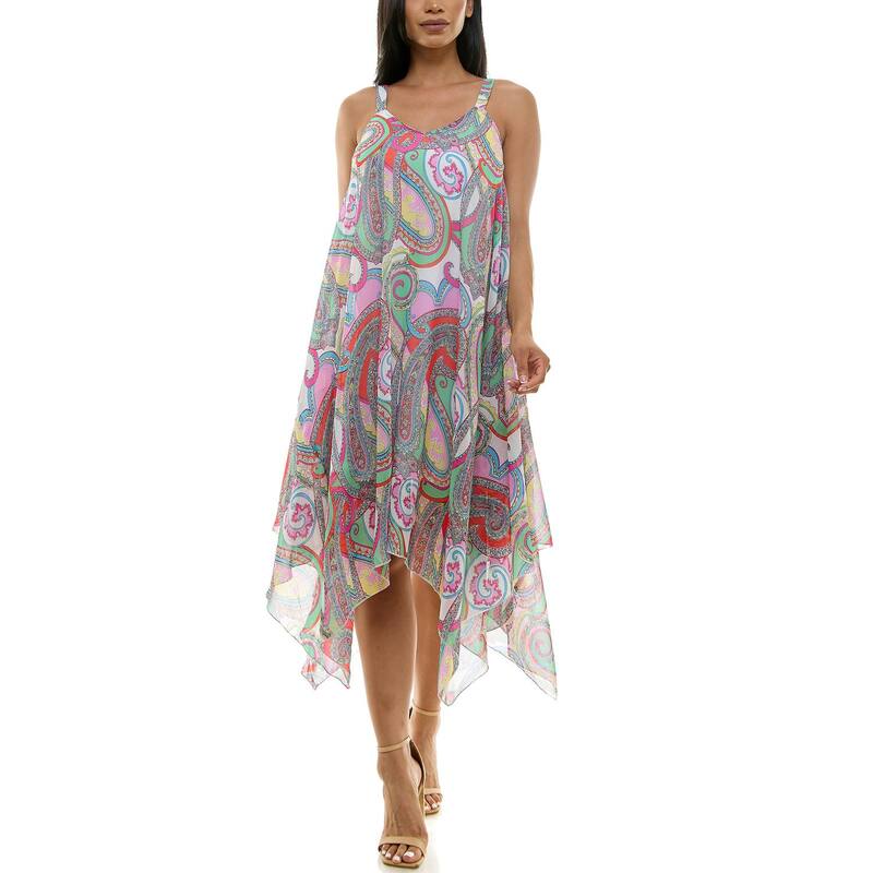 ニナレオナルド レディース トップス 衣装 Women\u0027s Nina Leonard Uneven Hem Dress Orange Multi オレンジ色