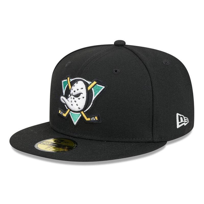 ニュー内鰓 レディース 付属物 鳥打ち帽 Men\u0027s New Era Black Anaheim Ducks Core 59FIFTY Fitted Hat Dks Black 黒いこと