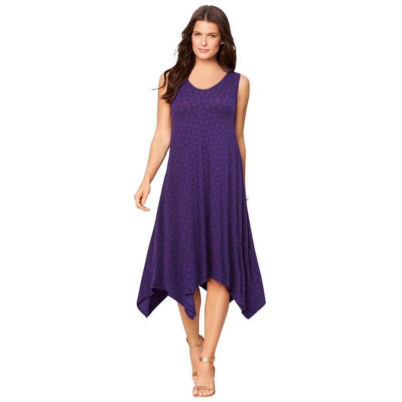 ロアマンズ レディース トップス 衣裳 つけ加える大きさ ノースリーブ 編み物 Roaman\u0027s Women\u0027s Plusize Stretch Knit Mid Length Sleevelesswing Dress Purple Classic パープル