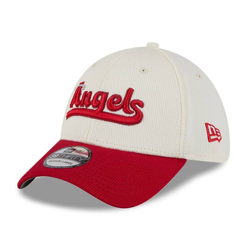 ニュー内鰓 レディース 付属物 鳥打ち帽 Men\u0027s New Era Cream/Red Los Angeles Angels City Connect Batting Practice 39THIRTY Flex Hat Ang Beige ベージュ
