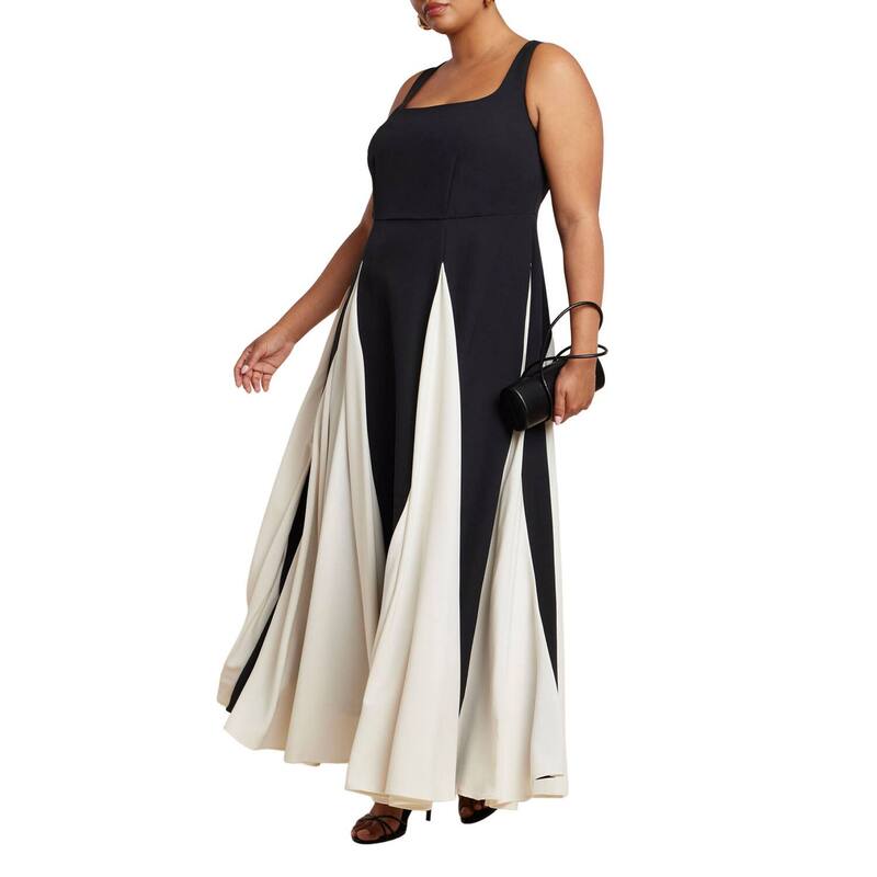 エロクイ レディース トップス 衣装 足し加える大きさ ELOQUII Women\u0027s Plusize Black And White Godet Gown Black White 白いこと