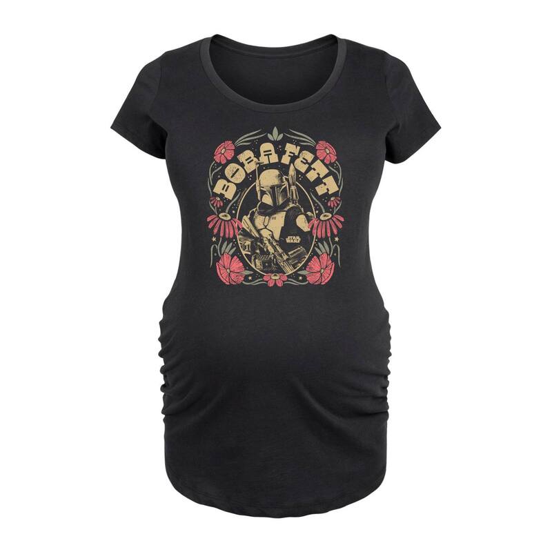 アニメ文字記号 レディース トップス プルオーバー 御花柄 マタニティ 御花 グラフィック Licensed Character Maternity Star Wars Boba Fett Floral Graphic Tee Black 黒いこと