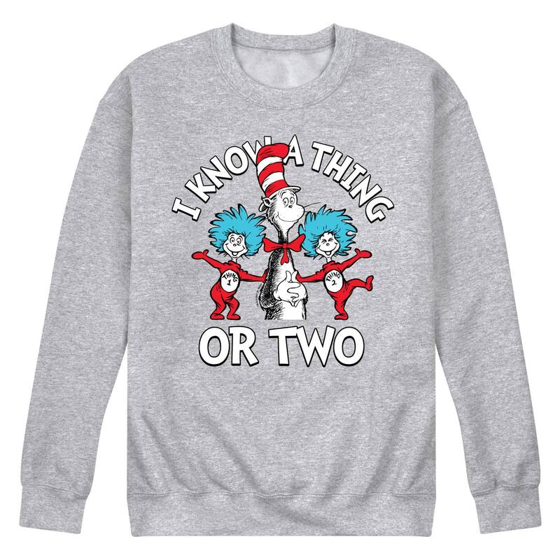 アニメ文字記号 レディース トップス プルオーバー 汗水 グラフィック Licensed Character Men\u0027s Dr Seuss The Cat In The Hat I Know A Thing Or Two Graphic Sweatshirt Gray 薄墨色