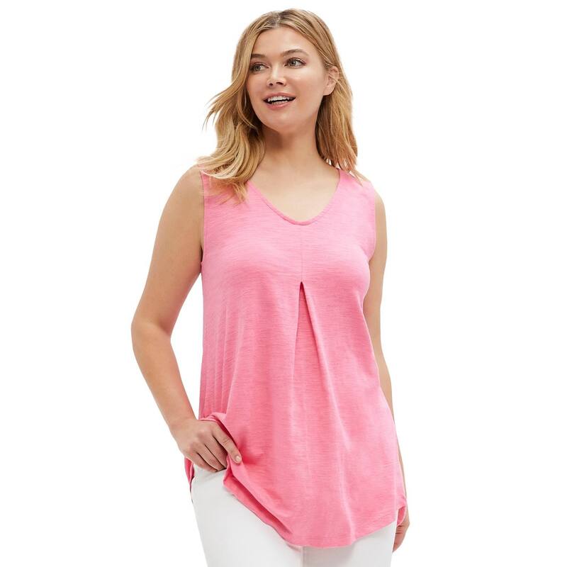Ellos レディース トップス プルオーバー つけ加える大きさ ellos Plusize Tank Tunic With Inverted Pleat Pink Bloom サクラ色