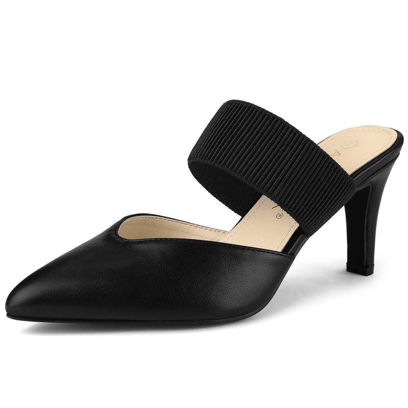 アレグラ ケー レディース シューズ サンダル ヒール ALLEGRA K Women\'s Pointed Toelastic Strap Stiletto Heels Mules Black ブラック｜ReVida 店
