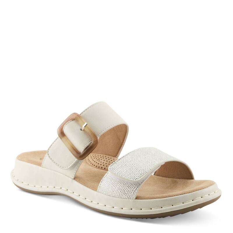 パトリシア レディース シューズ サンダル Patrizialmalei Women\u0027slip-On Slide Sandals with Buckle Accent Off White Multi 象牙色