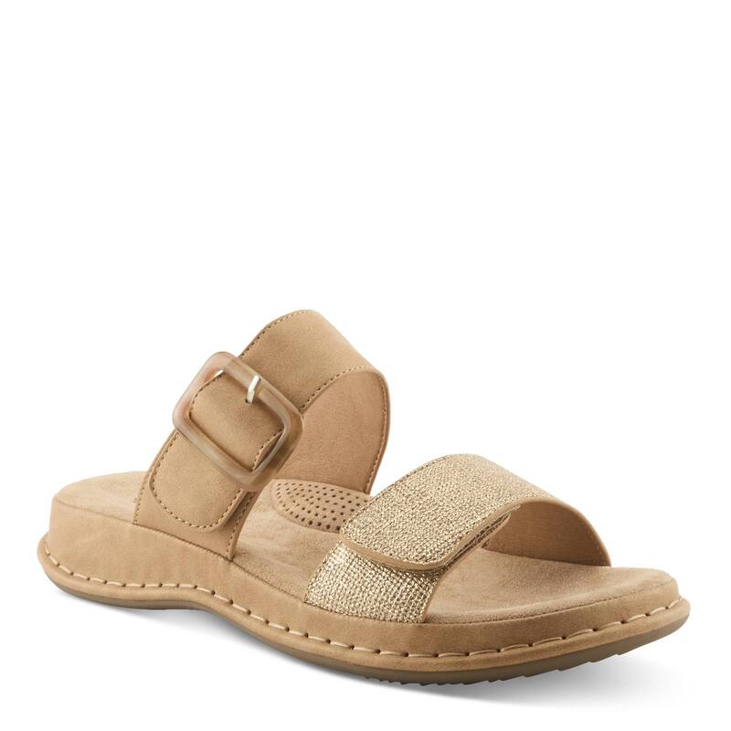 パトリシア レディース シューズ サンダル Patrizialmalei Women\u0027slip-On Slide Sandals with Buckle Accentan Multi タン