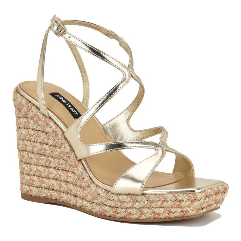 ナインウェスト レディース シューズ サンダル Nine West Adriane Women\u0027s Wedge Strappy Sandals Gold ゴールド