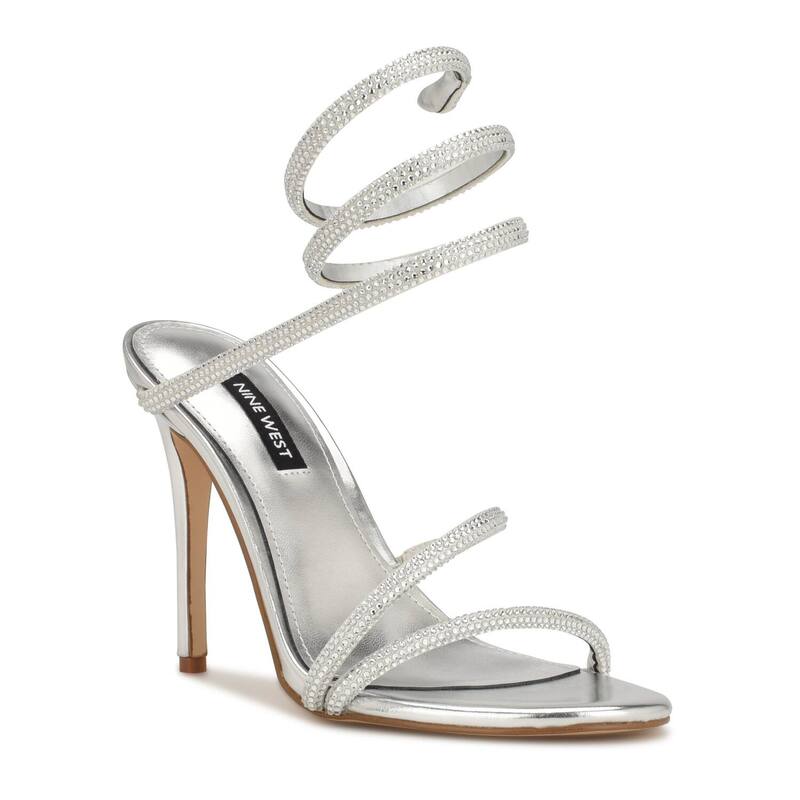 ナインウェスト レディース シューズ パンプス サンダル 踵 Nine West Maskil Women\u0027strappy Higheel Sandalsilver しろがね色