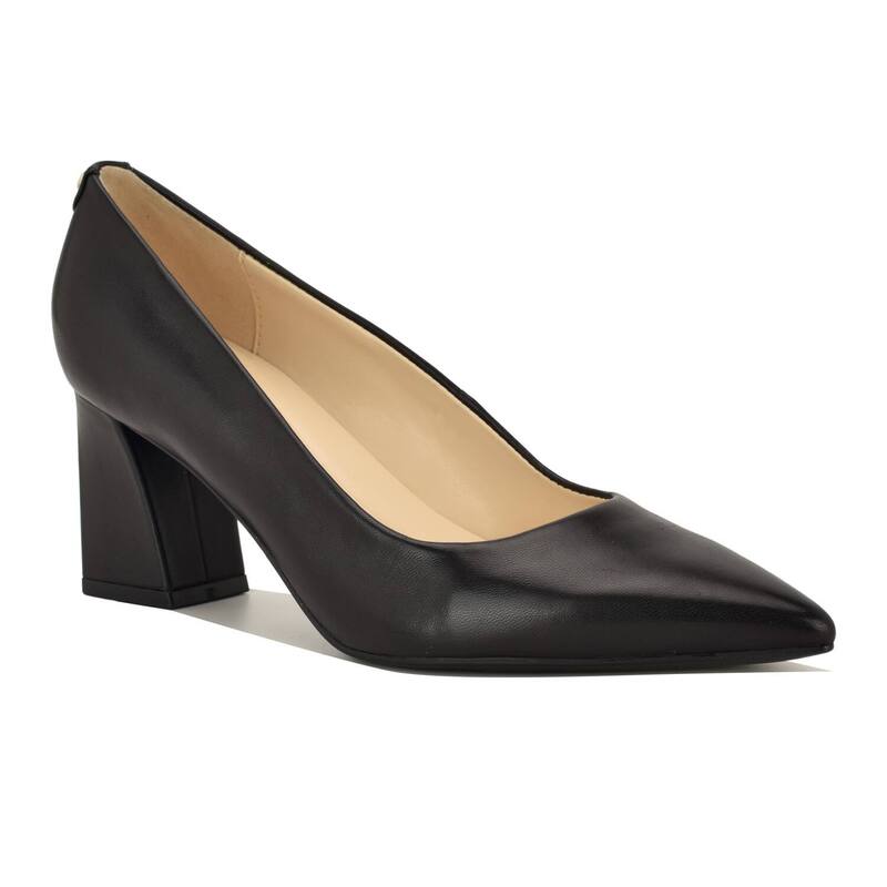 ナインウェスト レディース シューズ パンプス ヒール Nine West Kalore Women's Block Heel Dress Pumps Black Leather ブラック｜ReVida 店
