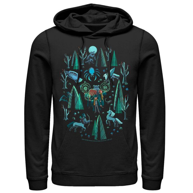 アニメキャラクター レディース トップス Tシャツ パーカー Licensed Character Men's Harry Potter Forbidden Forest Poster Hoodie Black ブラック｜ReVida 店