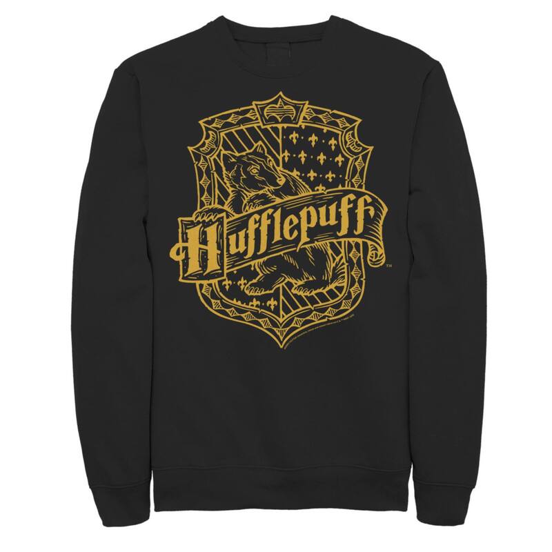 アニメ文字記号 レディース トップス プルオーバー 流汗 Licensed Character Men\u0027s Harry Potter Hufflepuff Dark Detailed Crest Sweatshirt Black 黒いこと