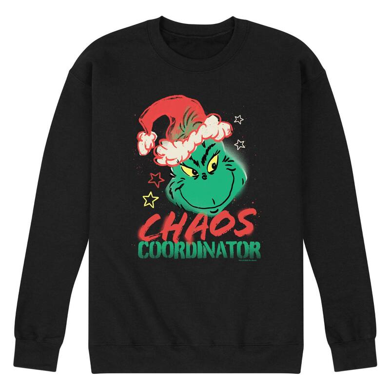 アニメ文字記号 レディース トップス プルオーバー 汗水 フリース Licensed Character Men\u0027s Dr. Seuss The Grinchaos Coordinator Fleece Sweatshirt Black 黒いこと
