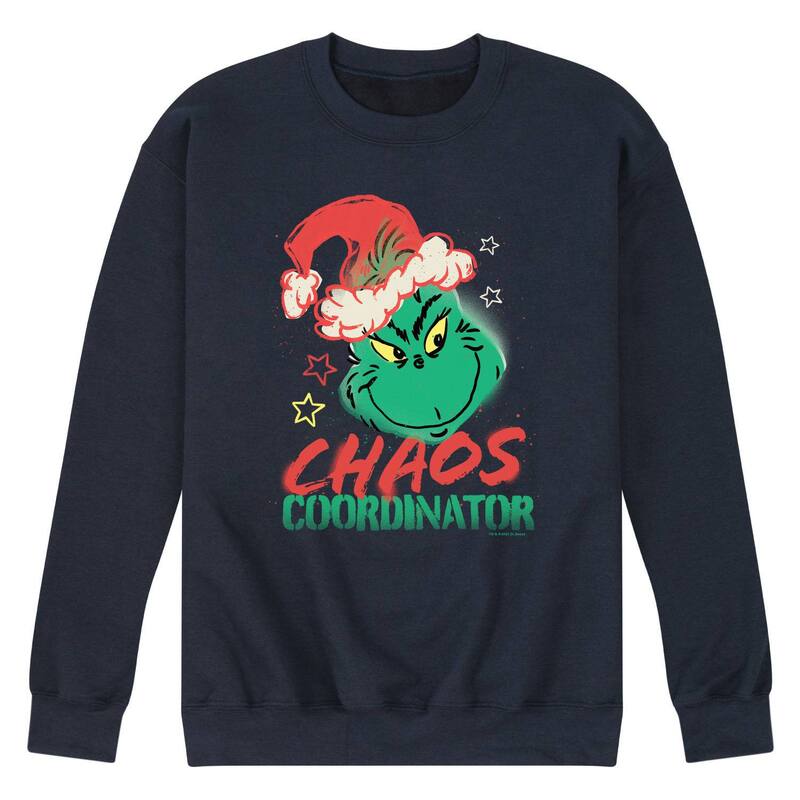 アニメ文字記号 レディース トップス プルオーバー 汗水 フリース Licensed Character Men\u0027s Dr. Seuss The Grinchaos Coordinator Fleece Sweatshirt Navy 米国海軍