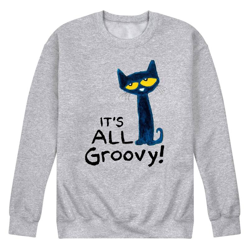 アニメ文字記号 レディース トップス プルオーバー 汗水 フリース Licensed Character Men\u0027s Pete the Cat Its All Groovy Fleece Sweatshirt Heather Gray 薄墨色