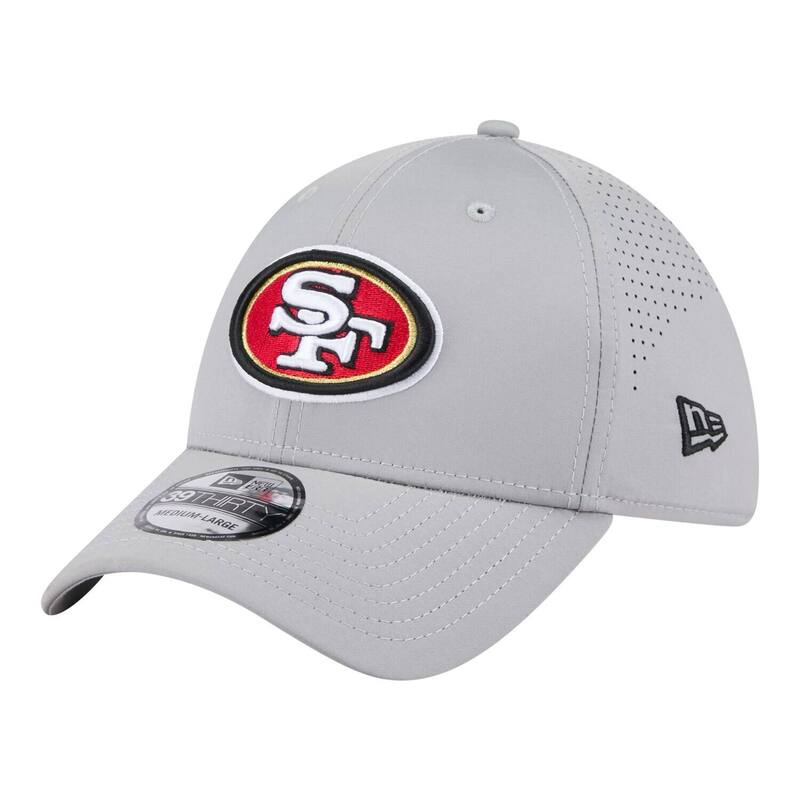 ニュー内鰓 レディース 付属物 鳥打ち帽 Men\u0027s New Era Gray San Francisco 49ers Perforated 39THIRTY Flex Hat 49r Grey 薄墨色