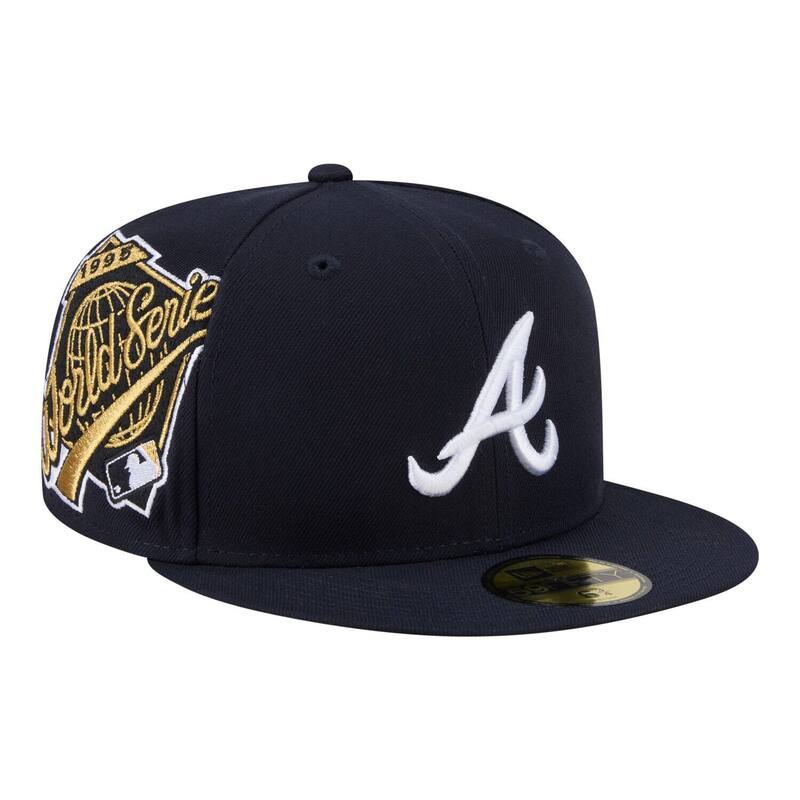 ニュー内鰓 レディース 付属物 鳥打ち帽 Men\u0027s New Era Navy Atlanta Braves Hidden Hit 59FIFTY Fitted Hat Brv Navy 米国海軍