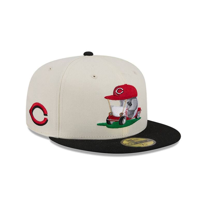 ニュー内鰓 レディース 付属物 鳥打ち帽 Men\u0027s New Era Cream/Black Cincinnati Reds Bullpen Cart 59FIFTY Fitted Hat Red Beige 赤いこと