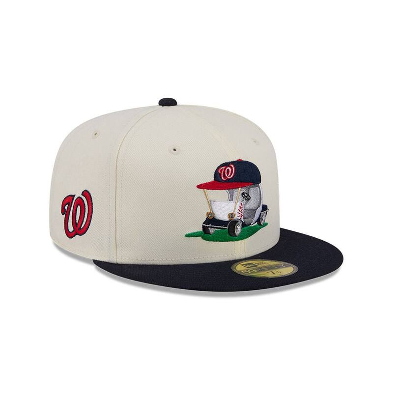 ニュー内鰓 レディース 付属物 鳥打ち帽 Men\u0027s New Era Cream/Navy Washingtonationals Bullpen Cart 59FIFTY Fitted Hat Nat Beige ベージュ