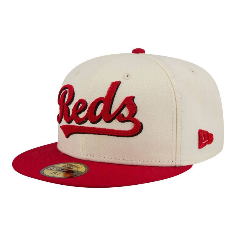 ニュー内鰓 レディース 添え物 かぶり笠 Men\u0027s New Era Cream Cincinnati Reds Two-Tone Stitch 59FIFTY Fitted Hat Red Beige 赤いこと