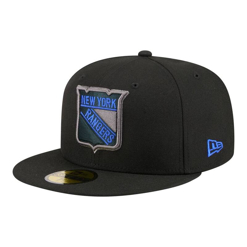 ニュー内鰓 レディース 付属物 鳥打ち帽 Men\u0027s New Era Black New York Rangers Color Pop 59FIFTY Fitted Hat Ran Black 黒いこと