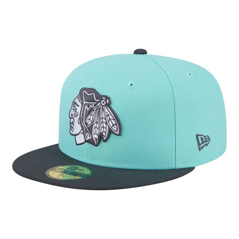 ニュー内鰓 レディース 添え物 かぶり笠 Men\u0027s New Era Turquoise/Charcoal Chicago Blackhawks Two-Tone Color Pack 59FIFTY Fitted Hat Hwk Turq A 暗灰色
