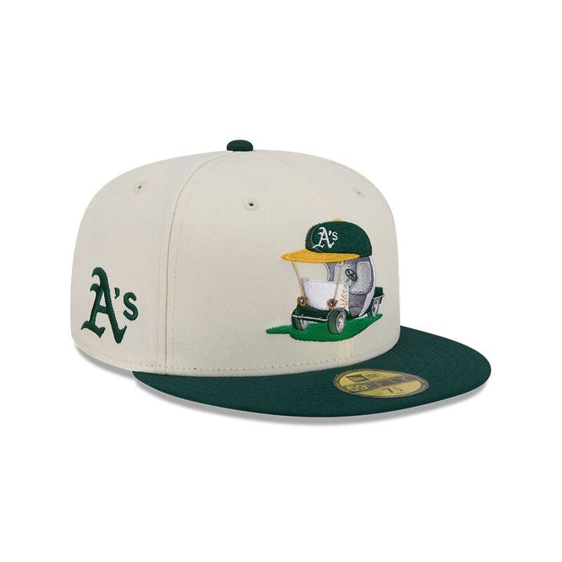 ニュー内鰓 レディース 付属物 鳥打ち帽 Men\u0027s New Era Cream/Green Athletics Bullpen Cart 59FIFTY Fitted Hat Oas Beige ベージュ