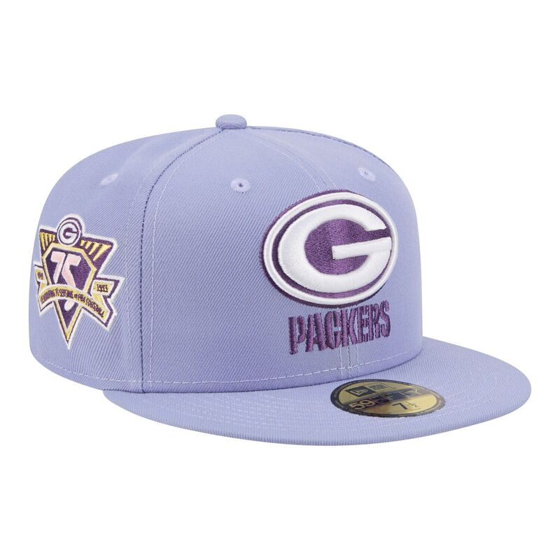 ニュー内鰓 レディース 付属物 鳥打ち帽 Men\u0027s New Era Light Purple Green Bay Packers Lavender Bloom 59FIFTY Fitted Hat Pkr Lt Pur 緑であること