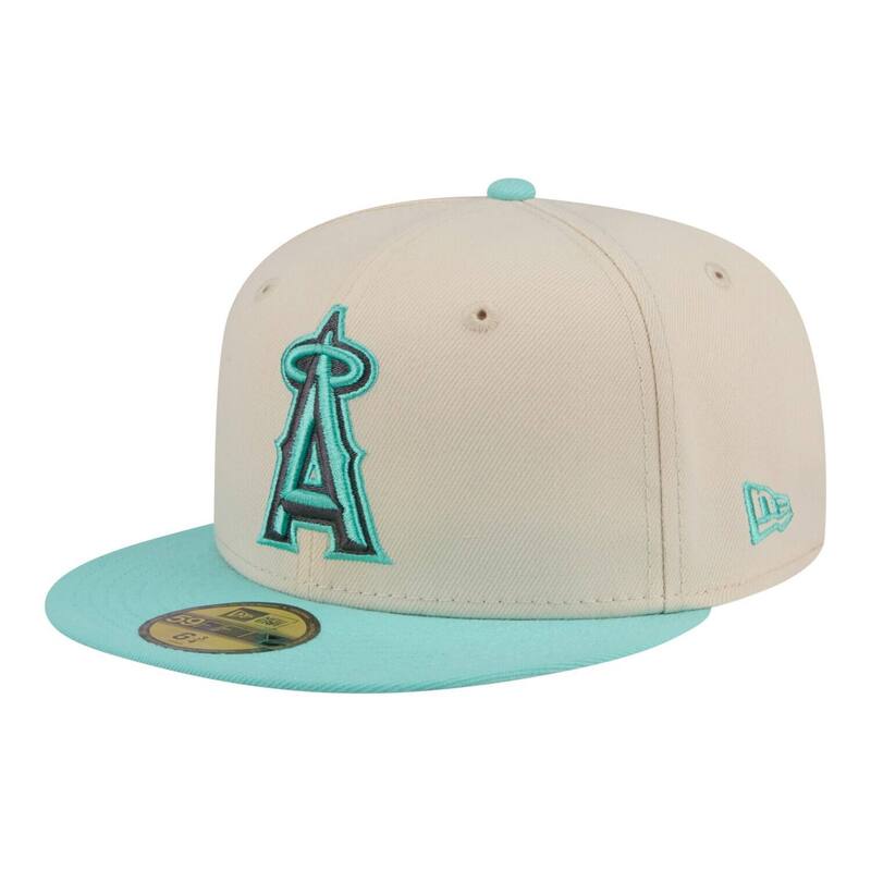 ニュー内鰓 レディース 付属物 鳥打ち帽 Men\u0027s New Era Light Beige/Turquoise Los Angeles Angels Two-Tone Color Pack 59FIFTY Fitted Hat Ang Lt Bei 青緑色