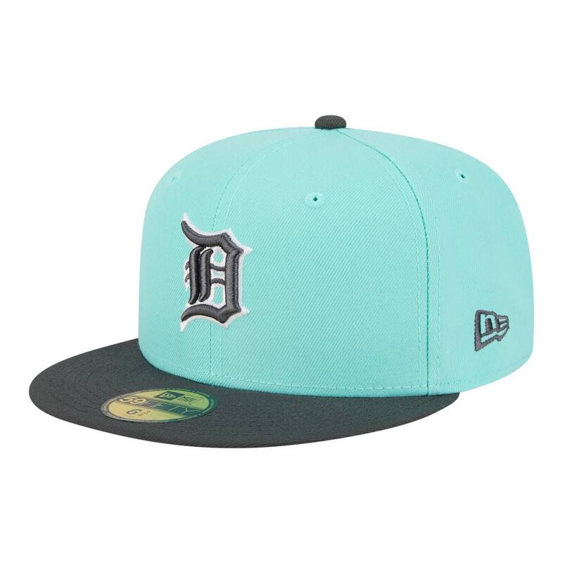 ニュー内鰓 レディース 添え物 かぶり笠 Men\u0027s New Era Turquoise/Charcoal Detroitigers Two-Tone Color Pack 59FIFTY Fitted Hatgr Turq A 暗灰色