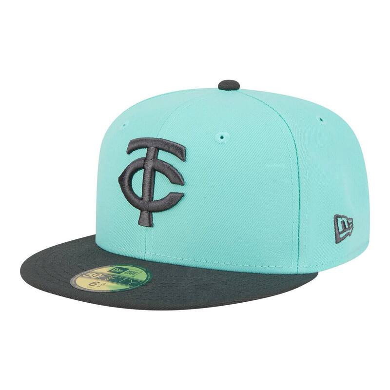 ニュー内鰓 レディース 付属物 鳥打ち帽 Men\u0027s New Era Turquoise/Charcoal Minnesota Twins Two-Tone Color Pack 59FIFTY Fitted Hatwn Turq A 濃灰色