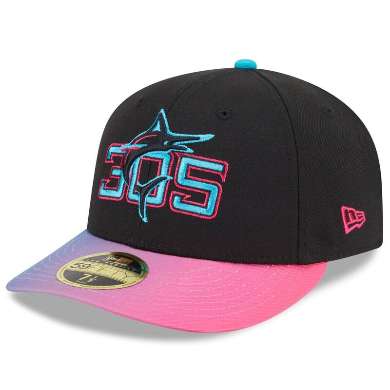 ニュー内鰓 レディース 付属物 鳥打ち帽 Men\u0027s New Era Black/Pink Miami Marlins 2025 City Connect Low Profile 59FIFTY Fitted Hat Mrl Black 黒いこと
