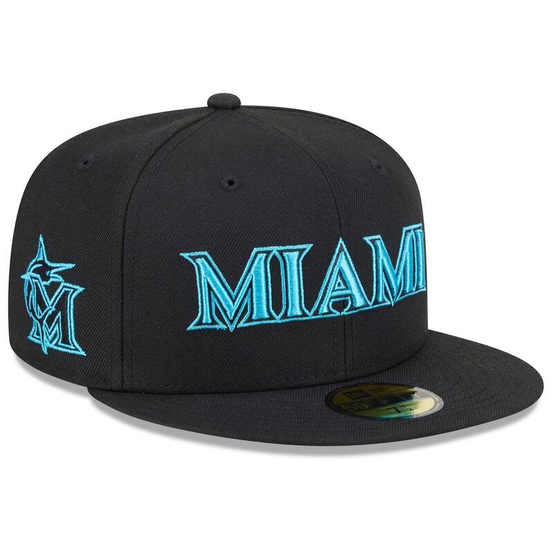 ニュー内鰓 レディース 付属物 鳥打ち帽 Men\u0027s New Era Black Miami Marlins 2025 City Connect 59FIFTY Fitted Hat Mrl Black 黒いこと
